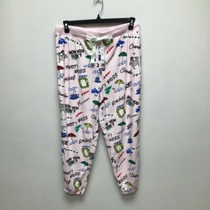 Ross Rachel Friends Girls Lounge Pants Pink Coffee Umbrella Drawstring L 12-14 - Picture 1 of 6