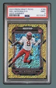 WILL MCDONALD IV~ 2023 Panini Select DP GOLD SHIMMER Prizm #14/15🔥PSA 9 Mint