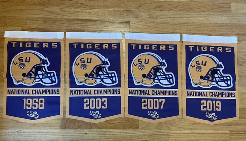 LSU Tigers Football National Champions 4 Banners/Flags Set 18.5" x 11.5" Cover