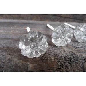Vintage Drawer Pull Clear Glass Daisy Flower Handle Cabinet Dresser Door Knob - Picture 1 of 3