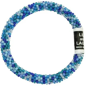 Brazalete de cuentas de ganchillo a mano azules ""paisaje marino de acuarela"" LILY y LAURA ""Acuarela Seascape - Imagen 1 de 3