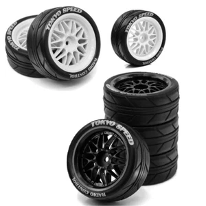 4Pcs Rally Tire&12mm Hex Wheel Rims Set For HPI KYOSHO Tamiya TT01 TT02 XV01 - Picture 1 of 13