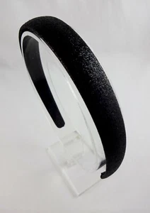 Cerchietto nero glitter sottile flessibile largo 0,75 pollici lucido - Foto 1 di 5