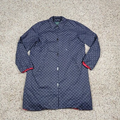 Lauren Ralph Lauren Jacket Womens Petite Medium Blue White Dots Trench Rain Coat - Image 1 of 4