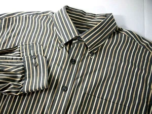 Scott Barber Mens Shirt 2XL Grey Beige Striped Collared Long Sleeve Button - Picture 1 of 4