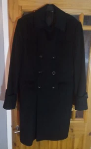 Duffer Pea Trench Coat Black Cashmere Size Large Mens - Picture 1 of 13