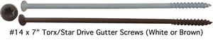 GUTTER SCREWS: 14 x 7" Ceramic Coated Colored Torx Gutter Screws White or Brown - Picture 1 of 8