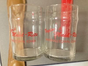 PAIR COOL Vintage Taylor's Maid-Rite Restaurant Marshalltown Iowa Drinking Glass - Picture 1 of 4