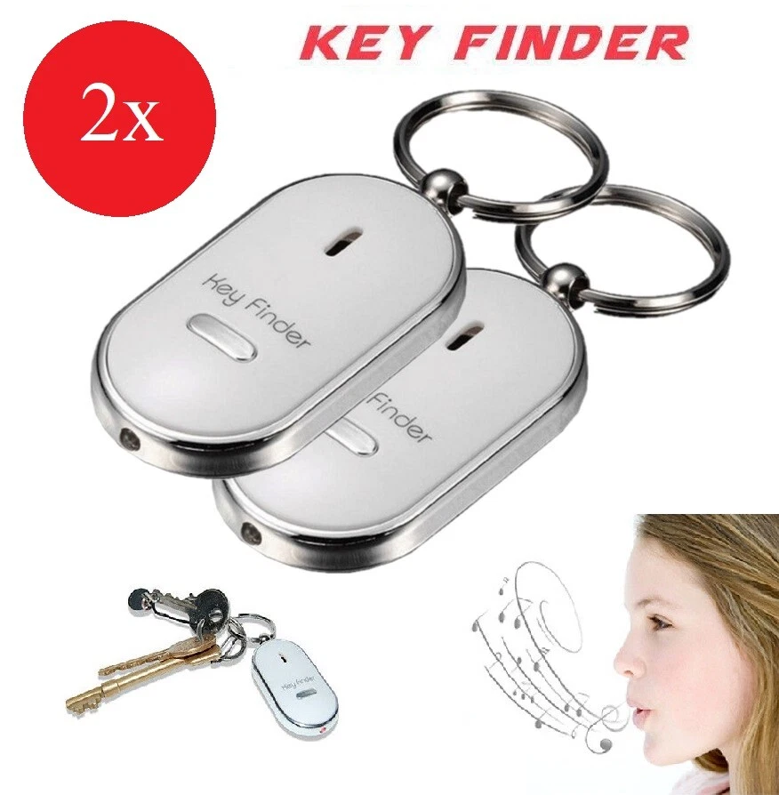 2x Wireless Whistle Key Finder Response W/ Flash LED Anti-lost Ring Beep Sound
