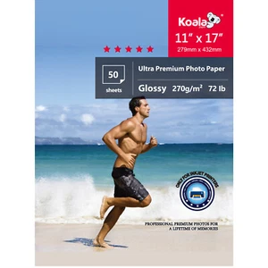 Koala Ultra Premium Photo Paper 11x17 Glossy 72lb for All Inkjet Printer 50 Ct - Picture 1 of 11