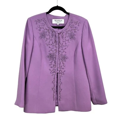 Maxie Klein Collections Womens 2 Pc Blazer and Tank Embroidered Beaded Purple 12 - Image 1 of 4