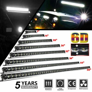 7/14/20/26/32/38/44/50" 6D delgada una fila barra de luz LED todo terreno conducción camión - Imagen 1 de 19
