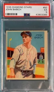 1936 Diamond Stars Baseball #82 John Babich PSA 5 - Bild 1 von 2