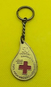 Medizin - Rotes Kreuz, jugoslawische Vintage Metall Schlüsselanhänger, Schlüsselring, Schlüssel 1980er Jahre! - Bild 1 von 2