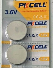  LIR 2032 3.6V Rechargeable Button Batteries (2 piece) Coin Cell Li-ion  PKCELL