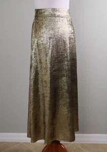 CHICOS NWT $109 Pull On Gold Metallic A-Line Maxi Skirt Size 1 US 8 / Medium - Picture 1 of 6