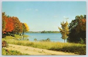 Beautiful Autumn Lakeside Vintage Chrome Postcard Unposted - Picture 1 of 2