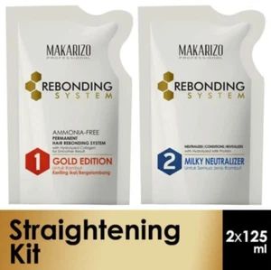 MAKARIZO Professional Rebonding System Kit GOLD Edition 4 CURLY HAIR 120 ml x 2 - Picture 1 of 3