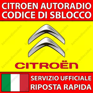✅CITROEN RADIO CODICE DI SBLOCCO AIRCROSS BERLINGO C1 C3 C4 C5 JUMPY PICASSO✅ - Foto 1 di 6