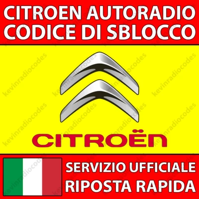 ✅CITROEN RADIO CODICE DI SBLOCCO AIRCROSS BERLINGO C1 C3 C4 C5 JUMPY PICASSO✅ - Immagine 1 di 4