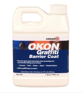 Okon Zinsser Graffiti Barrier Coat 1 Quart OK224 Resistant Coating - Picture 1 of 7
