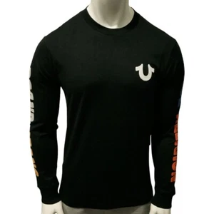 Neu mit Etikett True Religion UVP $ 69,99 SCHWARZES LANGÄRMLIGES HERREN-T-SHIRT MIT RUNDHALSAUSSCHNITT M L XL - Bild 1 von 6