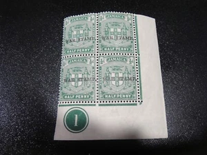 Bloque de placa inferior derecha sello impuesto de guerra JAMAICA 1916 Sc#MR1 KGV/4 MNH - Imagen 1 de 2