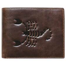 Unique Bi-Fold Brown Genuine Leather Wallet ID Credit Card Holder Zodiac SCORPIO