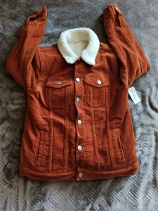 Pacsum Kids Sherpa Lined Burn orange Corduroy Jacket Size 12 XL - Picture 1 of 11