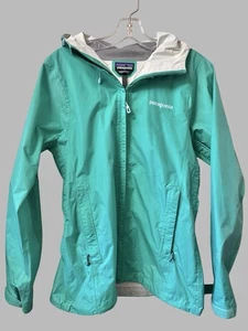 Patagonia Womens Turquoise Green Torrent H2NO Rain Shell Hooded Jacket Medium - Picture 1 of 5
