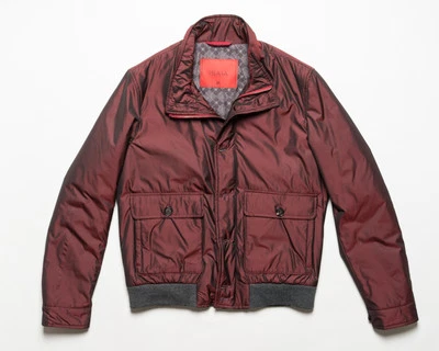 Isaia Nuevo con Etiquetas Borgoña Cremallera y Botón Frontal Poliéster Chaqueta Bombardero Abrigo (50 IT) M Foto 1 de 4