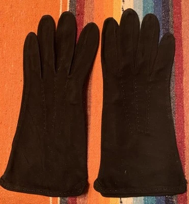 Guantes De Colección John Wanamaker Philadelphia Imitación Gamuza Negros Sin Forro Lavables 6 3/4 Foto 1 de 4