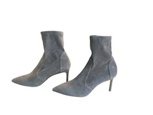 STUART WEITZMAN boots Stuart Stretch Suede Stiletto Booties gray suede size 11 B - Picture 1 of 10