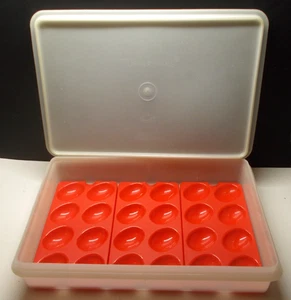 Tupperware 290 Sheer Container with 3 Tupperware 665 Red Deviled Egg Holders - Picture 1 of 5