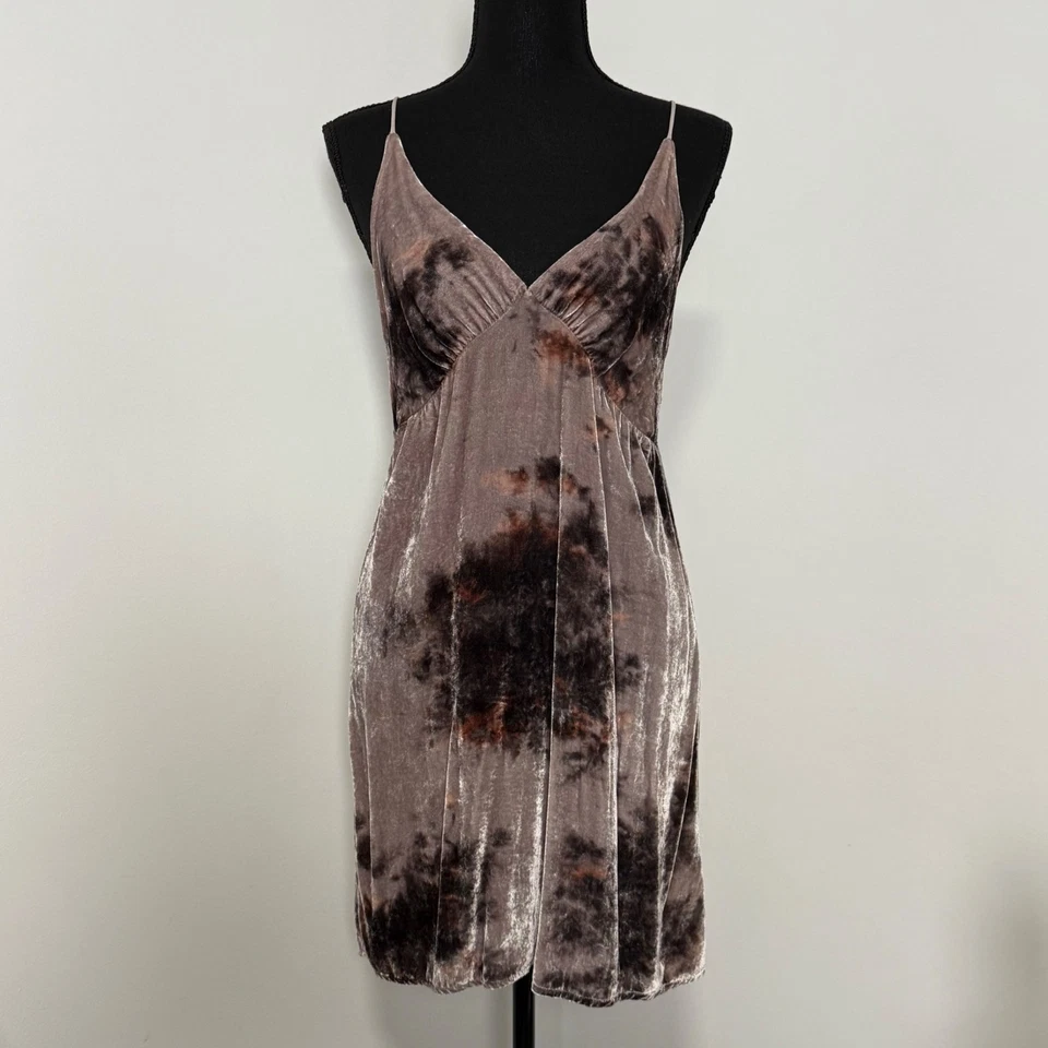 Babydoll Velvet Dress Womens Small Brown Y2K Whimsigoth Grunge Vintage - Image 1 of 4
