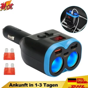Kfz Auto 2 Fach Verteiler für Zigarettenanzünder Doppelsteckdose Adapter 12-24v - Bild 1 von 9