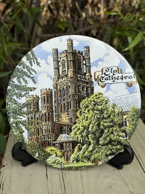 Respaldo de corcho trivet de cerámica de colección 6" catedral de Ely en Cambridgeshire, Inglaterra Foto 1 de 4