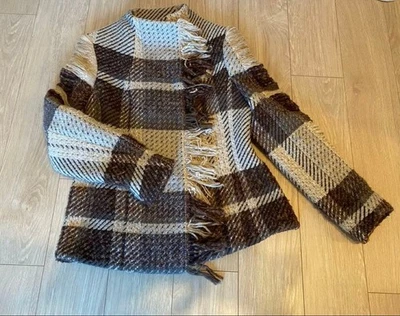 Chaqueta con flecos a cuadros ESCADA talla 40 mezcla de lana Foto 1 de 4