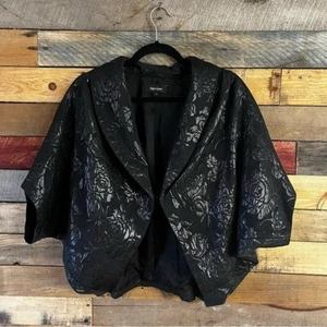 Karen Kane Black Metallic Floral Cape Style Jacket Size Medium - Picture 1 of 12