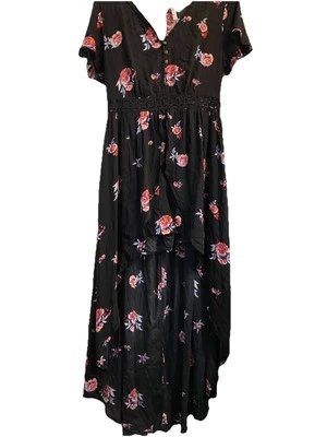 Maxi mameluco Xhilaration Juniors manga aleteada floral cuello en V volante M Foto 1 de 4