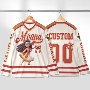 Camiseta deportiva de hockey personalizada Moana Princess Coquette Bow The Ocean Choose Me - Imagen 1 de 2