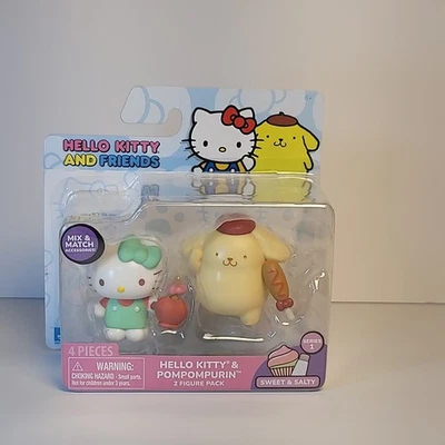 2024 HELLO KITTY AND FRIENDS SERIE 1 HELLO KITTY & POMPURIN PAQUETE DE 2 FIGURAS Foto 1 de 4