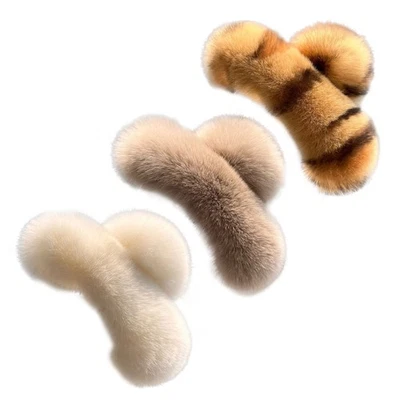 3 PCS Large Hair Claw ClipsFaux Fur Plush Fluffy for Women Girls - Image 1 of 4