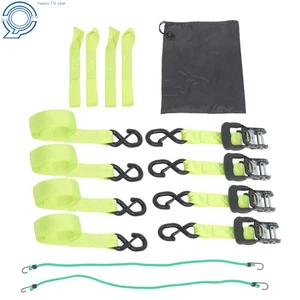 Green Ratchet Straps Heavy Duty Kit (4-Pack) - 1.6" x 8' (5208lb Break Strength) - Picture 1 of 20