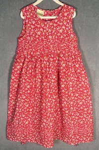 Vintage Laura Ashley Mutter & Kind rot Blumen 100 % Baumwolle Cord Kleid Größe 7 - Bild 1 von 7