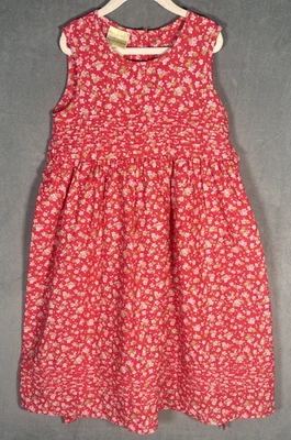 Vestido Vintage Laura Ashley Madre e Niño Rojo Floral 100% Algodón Pana Talla 7 Foto 1 de 4