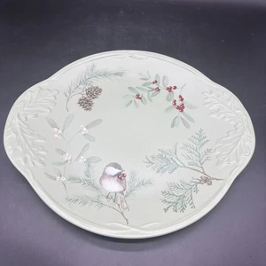 Vintage Pfaltzgraff Winterwood Salbeigrün Große Platte 14x16 Chickadee - Bild 1 von 4