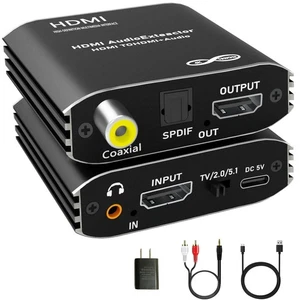 4K HDMI Audio Extractor, Convert HDMI to Optical S/PDIF Coaxial and 3.5 Aux R... - Picture 1 of 7