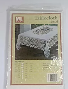 Vinyl White Lace Rectangle Tablecloth Cover 54" X 72" Wipe Clean Indoor/Outdoor - Picture 1 of 6