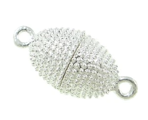 3 Magnet Verschluss Verschlüsse Verbinder Messing Stardust Oval Silber Kette M38 - Bild 1 von 2
